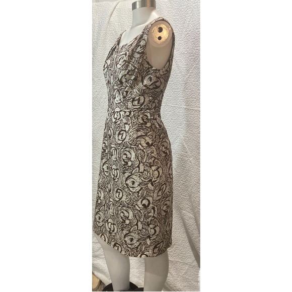 Adrianna Papell Sleeveless Sheath Dress Women's 8 Brown White Floral Career - Picture 2 of 13